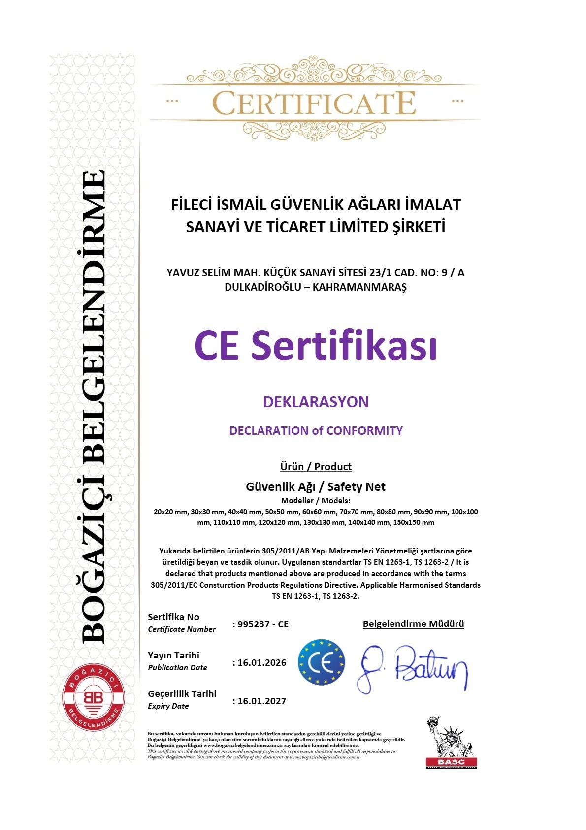 CE Sertifikası